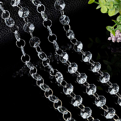 Стеклянные бусины граненые на кольцах 14 мм х 100 см  "Пластинка"